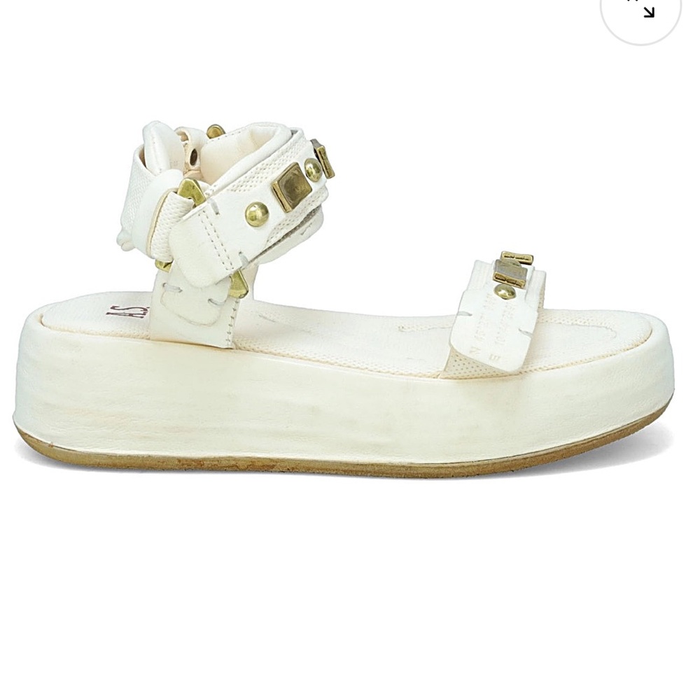 NWT A.S. 98 Size 41 / US 10.5-11 Fenix White Leather Platform European Sandals - Picture 4 of 10